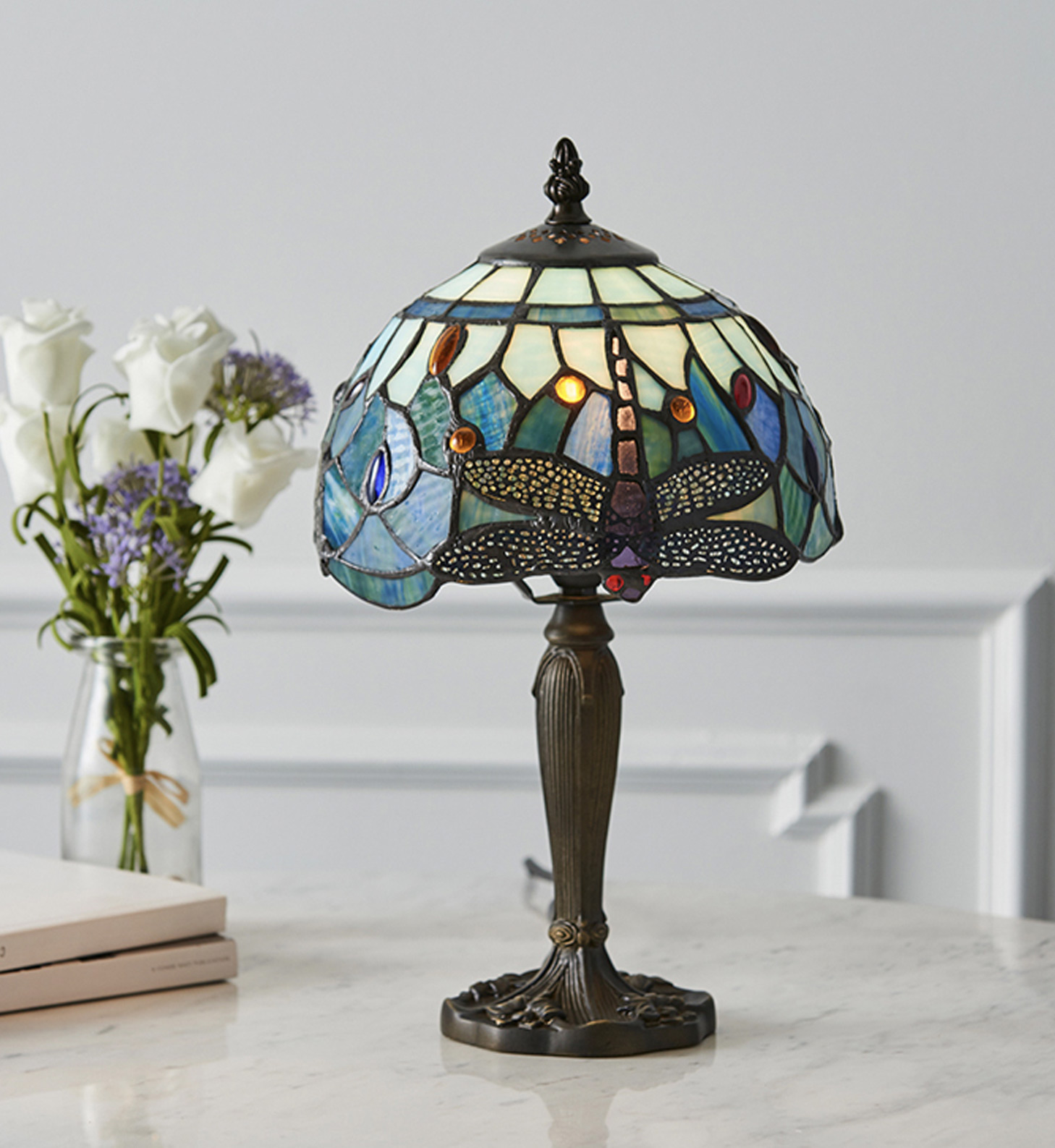 Dragonfly blue mini table lamp